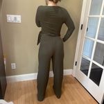 American Eagle  Olive Green Ribbed Wrap Front Long Sleeve Jumpsuit - size XS Photo 3