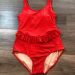 Kortni Jeane Waffled Maroon Skirted One Piece Swimsuit NWT Size Large Photo 1