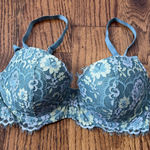 Victoria's Secret  32C DREAM ANGELS CROSSDYE LACE LINED DEMI BRA Runaway Teal Photo 0