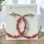 Kendra Scott NWT!  Jovie Gold Beaded Hoop Earrings in Bronze Veined Red Photo 0