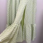 Taylor Gingham Midi Dress Pockets Ruffle Sleeve Green Size 8 Photo 4