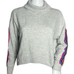 Gap Love By  Sweater Womens XS Heather Gray Turtleneck Crop Side Rainbow Stripe‎ Photo 0