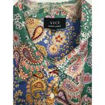 VICI Agosti Paisley Satin Button Down Shirt Dress XL Multicolor Satin Tunic Photo 4