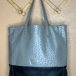 Halogen Gray & Black Leather Tote Photo 0