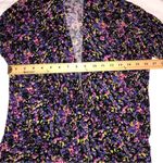 Moda International Size Medium Open Cardigan Shirt Sleeve Black Purple Floral Photo 4