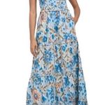 House of Harlow 1960 Zoey Ruched Flutter Sleeves Blue Floral Maxi Dress Size M Size M Photo 0