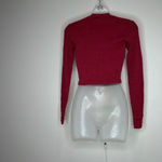 TNA Red Cropped long Sleeve High Neck Waffle Knit Thermal top size small Photo 3