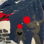 Christmas Sweater Ugly Holiday Crewneck Santa Reindeer Womens XL Blue Acrylic Photo 12