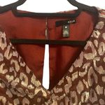 AQUA  Metallic Babydoll Party Dress Size S‎ Burgundy Leopard Print Photo 2