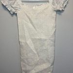 O. Vianca White Milkmaid Smocked Off Shoulder Stripe Print Bodycon Mini Dress M Photo 4