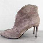 Saint Laurent Paris Road Gray Dipped Suede Heeled Ankle Bootie sz 38 Photo 4