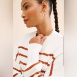 Free People White and Brown Striped Sweater Photo 3