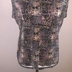 Plisse Clothing Plisse Sleeveless Ribbed Beige Blk Abstract Print Blouse Polyester XL Photo 2