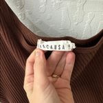 Lacausa  Chocolate Brown Ribbed One Shoulder Stretch Tank Top Small Photo 4