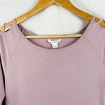 Aeropostale  Mauve Ribbed Lattice Sleeve Top Women's Size Large Long Sleeve Knit Photo 2
