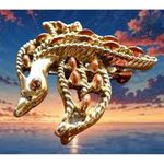 Vintage Gerrys Peace Dove Brooch Pin Faux Coral Beads Gold Tone Open Cut… Photo 1