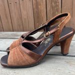 Hush Puppies VTG 70s  Brown Velvet Sling Back Heels 8 1/2M Photo 4