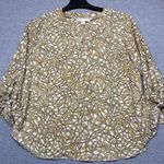 Michael Kors Women's Blouse, Size L, White & Gold Chain Print Photo 0