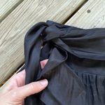 Club Monaco Black Satin Ruffled Tie Waist Mini Skirt Size 6 Photo 2