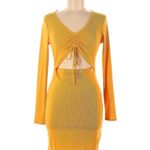 BCBG Marigold Long Sleeve V Neck Bodycon Dress Yellow Size M Photo 1