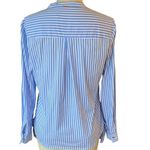Ivanka Trump Crisp Blue White Striped Cotton Side Tie Popover ~ Women's MEDIUM Photo 2