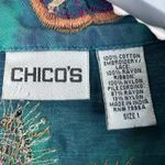 Chico's  Embroidered Tie-Dye Denim Vest Size 1 / S Boho Patchwork Artsy Eclectic Photo 1