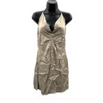 ZARA  Satin Ruched Beige Halter Tie Shift Mini Slip Dress Size‎ M NWT Photo 2