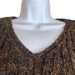 Vintage Alps Brown Marled V Neck Pullover Sweater Cableknit Long Sleeves Medium Brown Photo 2