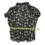 The Limited ‎ Womens Sheer Button Up Blouse Size L Short Sleeve Top Black White Photo 8