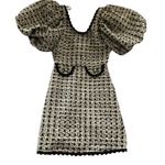 Dream SisTweed Puff Sleeve Square Neck Mini Dress Black & Cream NWT XS Photo 6