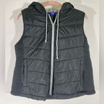 City Streets PUFFER VEST W/HOOD POCKETS ZIP CLOSE WOMEN XL BLACK/GRAY PREOWNED Photo 0