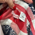 Tizzie Lizzie Blue Paisley button up red and white plaid cuffs fringe bottom Photo 5