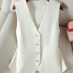 White Button Down Vest Photo 1