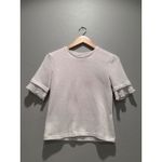 ZARA  Cream Off White Knit Shirt Midi Skirt Ruffle Matching Set Size Small Photo 2