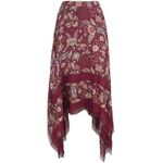 BCBGMAXAZRIA  Floral Print Toile Handkerchief Midi Skirt Red Size XS Photo 8