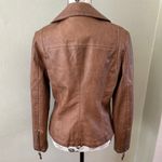Max Studio Faux Leather Jacket Size M Brown Half Zip Moto Crop Rock Edgy Photo 4