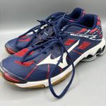Mizuno  Womens Sneakers 9.5 Wave Lightning Volleyball Court‎ Shoes Red White Blue Photo 0