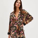 Free People  Dreamy Days Satin Pajama Shirt Medium Photo 2