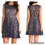 MM Couture Cocktail Dress Size Medium Sheer Lace over Neutral Fitted Slip Photo 1