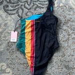 Juicy Couture One Shoulder Color Block One Piece Swimsuit Black Medium Photo 4