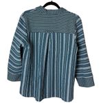 Habitat  Clothes to Live In Women’s Small Crinkle Blouse Striped Collar Buttons Photo 6