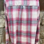Gap Vintage Flannel Plaid Pleated Popover Blouse Women’s Medium Mauve Gray Cream Photo 5