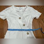 Chic White Asymmetrical Button Dress Size 0 Photo 6