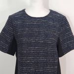  Metallic Navy Tweed Top Size Small NWOT Ava Dressy Tweed Blouse Photo 1