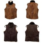 Chico's Snake Charmer Brinkley Ranch Vest Womens 2 L Brown Pockets Reversible Photo 3