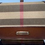 Burberry  London Checkbook Wallet Canvas Leather Trim Brown Authentic Made Italy Photo 1