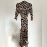 ZARA floral Wrap Tie Front Maxi Dress button up collared size small Photo 2