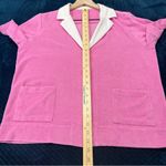 KULE Pink Terry Cotton Blend Snap Front Relaxed Fit Short Sleeve Polo Top Size S Photo 15