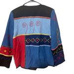 Indigo Moon Tapestry Jacket Flax Cotton blend Embroidery Patchwork artsy sz M Blue Size M Photo 4