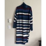 Free People Atlas Swearer Dress Pullover Small Blue White Maroon Side Slit Boho Photo 1